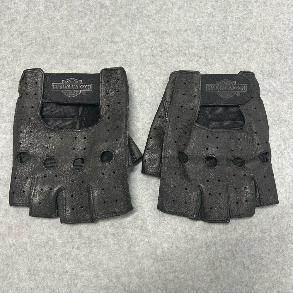 Harley-Davidson Black Leather Fingerless Gloves